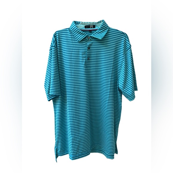 Black Quail Polo Shirt Men’s Large Green Stripe Golf Stretch Performance - Picture 1 of 3